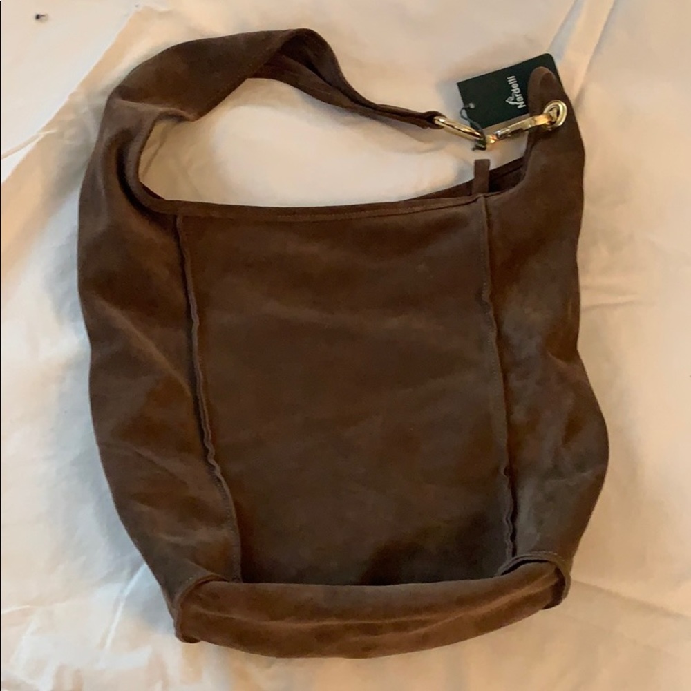 Italian leather suede shoulder bag